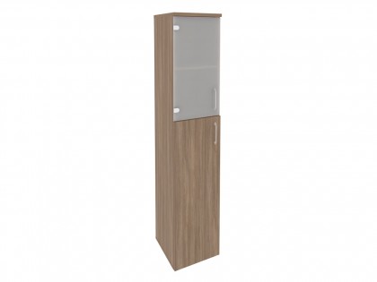 Офисная мебель ONIX O.SU-1.7(L/R) Шкаф высокий узкий (1 средний фасад ЛДСП + 1 низкий фасад стекло)